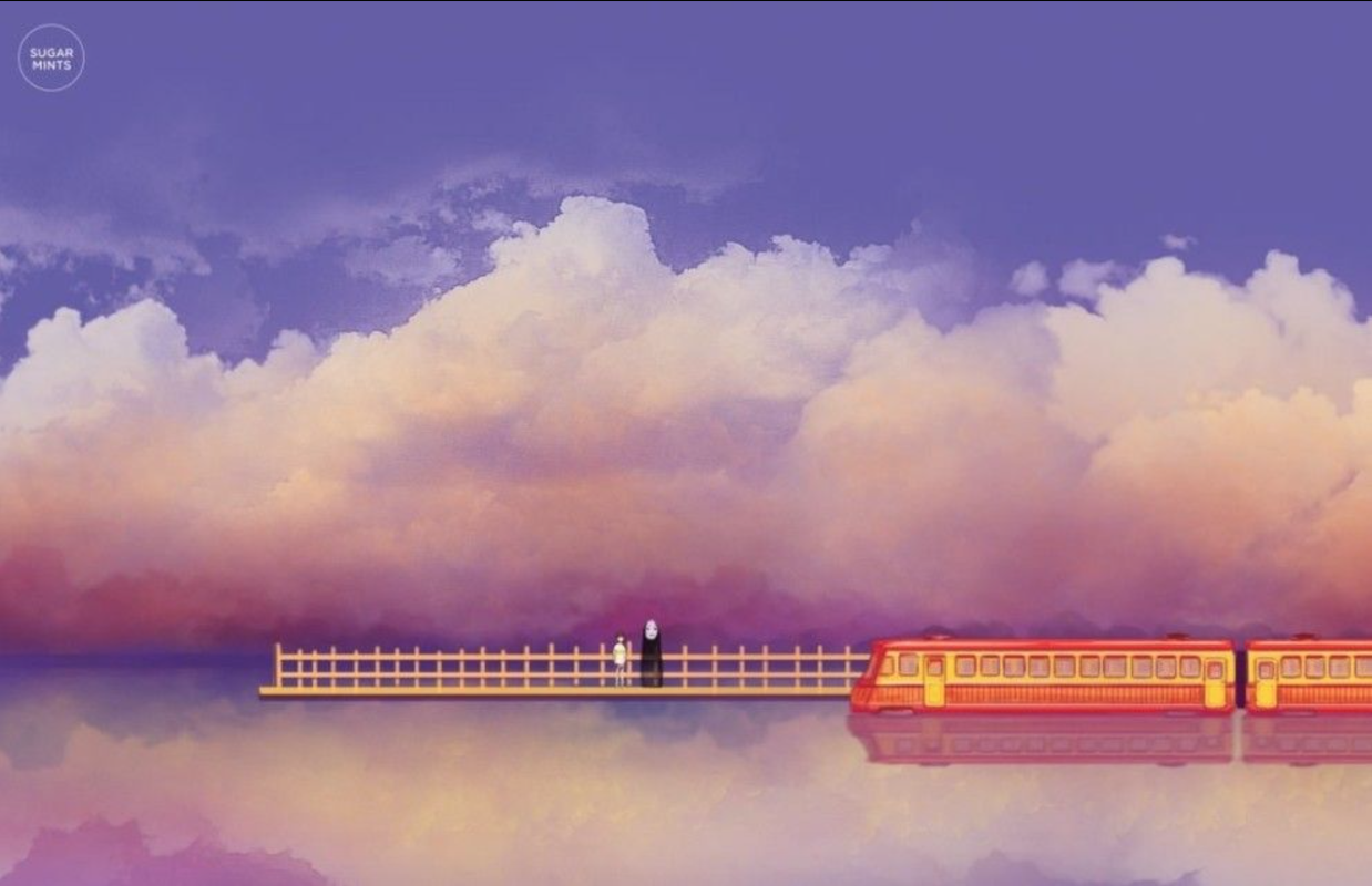 Train scene from Spirited Away